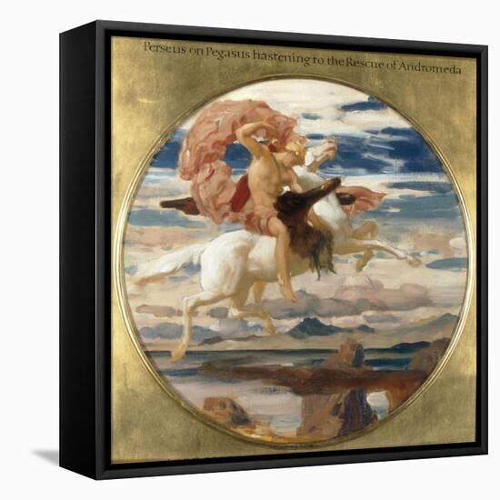 Perseus on Pegasus Hastening to the Rescue of Andromeda-Frederick Leighton-Framed Premier Image Canvas