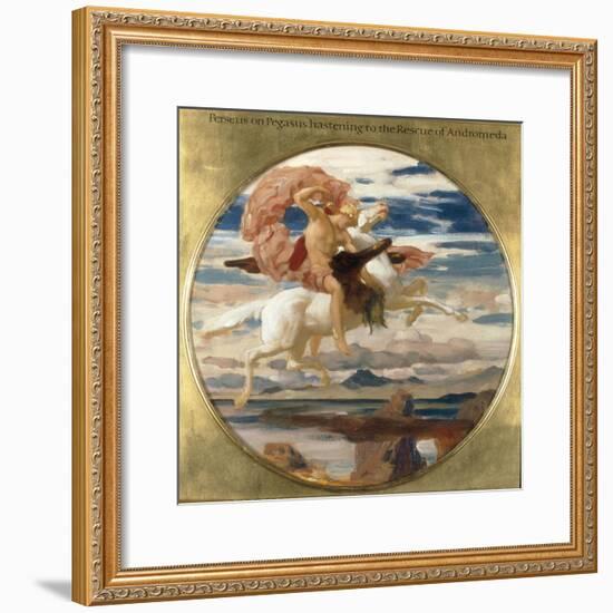 Perseus on Pegasus Hastening to the Rescue of Andromeda-Frederick Leighton-Framed Giclee Print