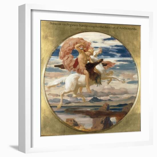 Perseus on Pegasus Hastening to the Rescue of Andromeda-Frederick Leighton-Framed Giclee Print