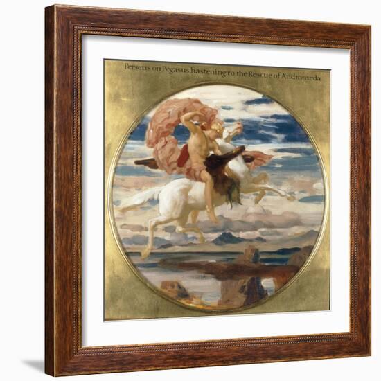 Perseus on Pegasus Hastening to the Rescue of Andromeda-Frederick Leighton-Framed Premium Giclee Print