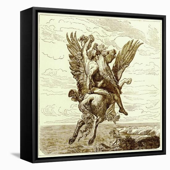 Perseus on the Winged Horse Pegasus, with Medusa's Head-English-Framed Premier Image Canvas