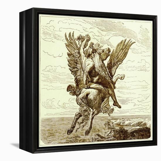 Perseus on the Winged Horse Pegasus, with Medusa's Head-English-Framed Premier Image Canvas