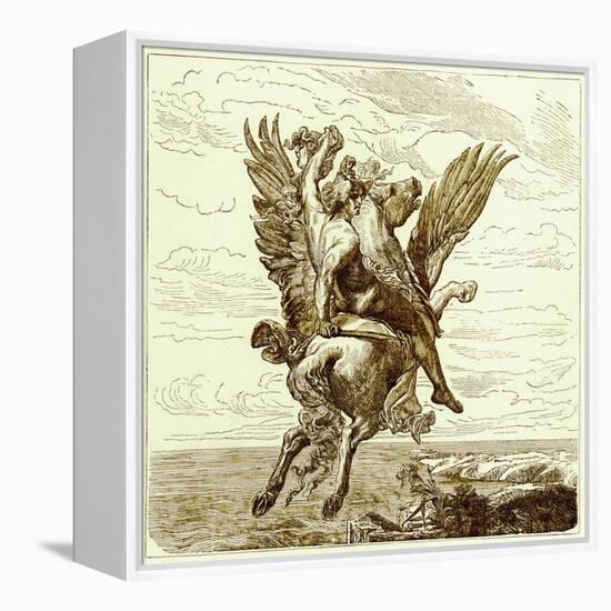 Perseus on the Winged Horse Pegasus, with Medusa's Head-English-Framed Premier Image Canvas