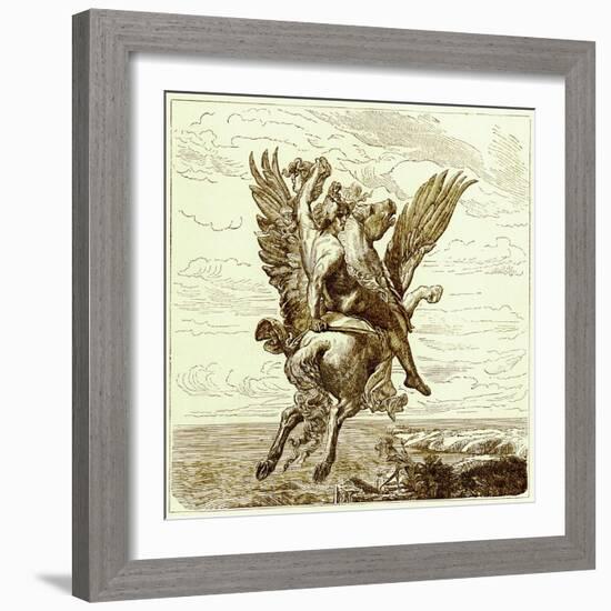 Perseus on the Winged Horse Pegasus, with Medusa's Head-English-Framed Giclee Print