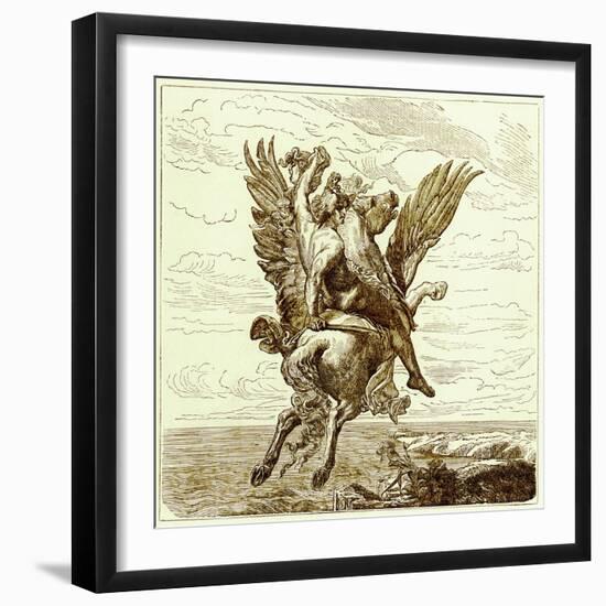 Perseus on the Winged Horse Pegasus, with Medusa's Head-English-Framed Giclee Print