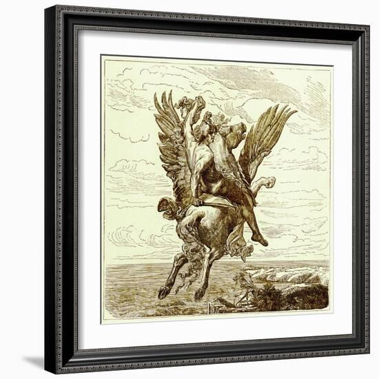 Perseus on the Winged Horse Pegasus, with Medusa's Head-English-Framed Giclee Print