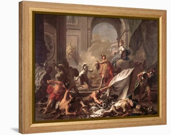 Perseus, Under the Protection of Minerva, Turns Phineus to Stone by Brandishing the Head of Medusa-Jean-Marc Nattier-Framed Premier Image Canvas