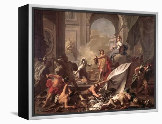 Perseus, Under the Protection of Minerva, Turns Phineus to Stone by Brandishing the Head of Medusa-Jean-Marc Nattier-Framed Premier Image Canvas