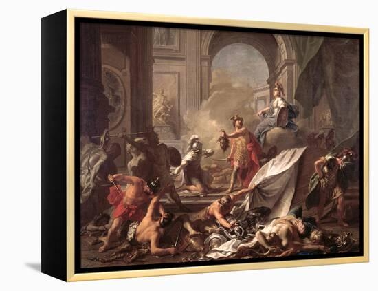 Perseus, Under the Protection of Minerva, Turns Phineus to Stone by Brandishing the Head of Medusa-Jean-Marc Nattier-Framed Premier Image Canvas
