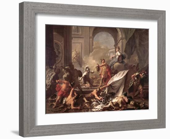 Perseus, Under the Protection of Minerva, Turns Phineus to Stone by Brandishing the Head of Medusa-Jean-Marc Nattier-Framed Giclee Print