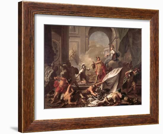 Perseus, Under the Protection of Minerva, Turns Phineus to Stone by Brandishing the Head of Medusa-Jean-Marc Nattier-Framed Giclee Print