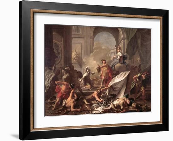 Perseus, Under the Protection of Minerva, Turns Phineus to Stone by Brandishing the Head of Medusa-Jean-Marc Nattier-Framed Giclee Print