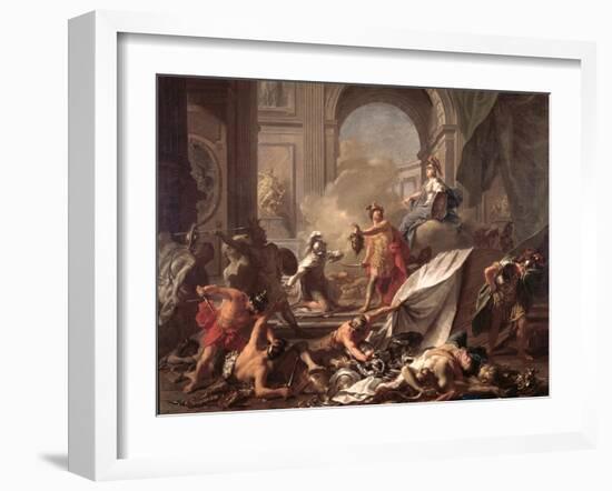 Perseus, Under the Protection of Minerva, Turns Phineus to Stone by Brandishing the Head of Medusa-Jean-Marc Nattier-Framed Giclee Print