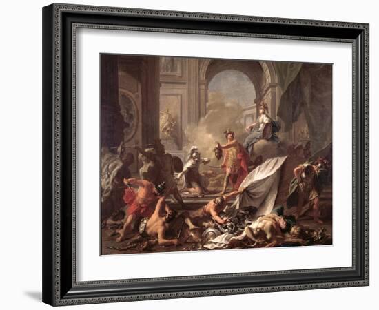 Perseus, Under the Protection of Minerva, Turns Phineus to Stone by Brandishing the Head of Medusa-Jean-Marc Nattier-Framed Giclee Print