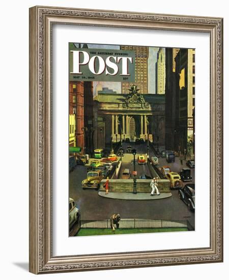 "Pershing Square," Saturday Evening Post Cover, May 19, 1945-John Falter-Framed Giclee Print