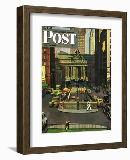 "Pershing Square," Saturday Evening Post Cover, May 19, 1945-John Falter-Framed Giclee Print