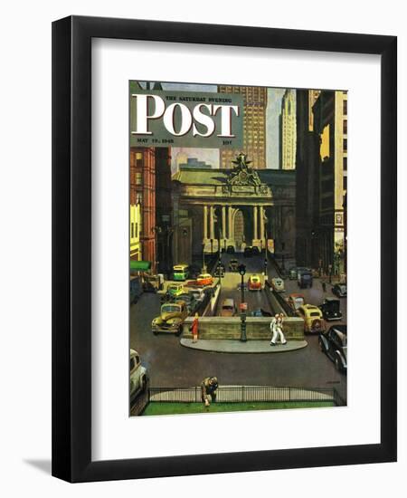 "Pershing Square," Saturday Evening Post Cover, May 19, 1945-John Falter-Framed Giclee Print