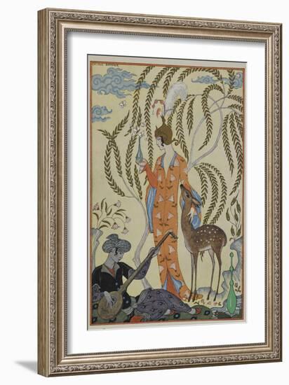 Persia A woman with a fawn A musician-Georges Barbier-Framed Giclee Print