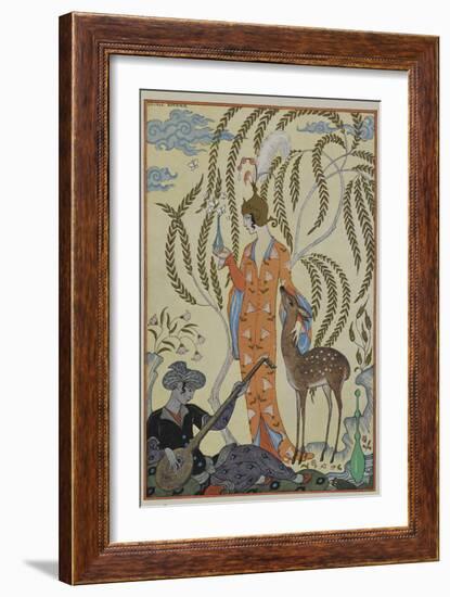 Persia A woman with a fawn A musician-Georges Barbier-Framed Giclee Print