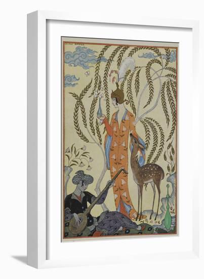 Persia A woman with a fawn A musician-Georges Barbier-Framed Giclee Print
