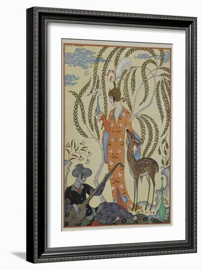 Persia A woman with a fawn A musician-Georges Barbier-Framed Giclee Print