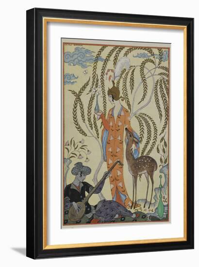 Persia A woman with a fawn A musician-Georges Barbier-Framed Giclee Print