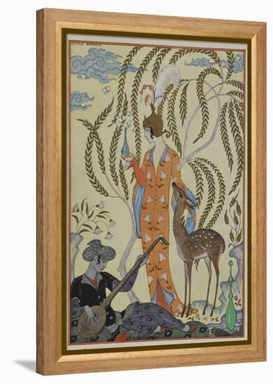 Persia A woman with a fawn A musician-Georges Barbier-Framed Premier Image Canvas