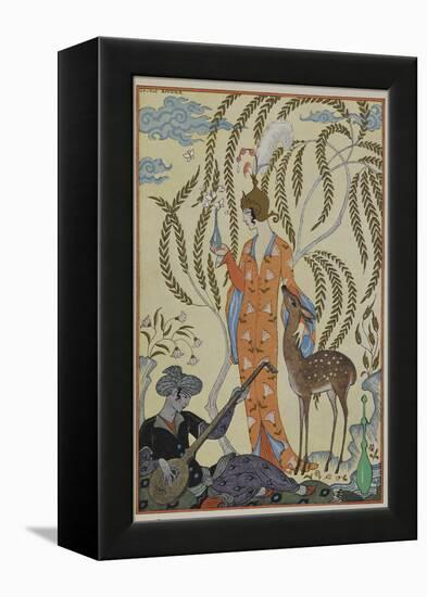 Persia A woman with a fawn A musician-Georges Barbier-Framed Premier Image Canvas