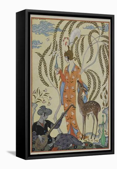 Persia A woman with a fawn A musician-Georges Barbier-Framed Premier Image Canvas