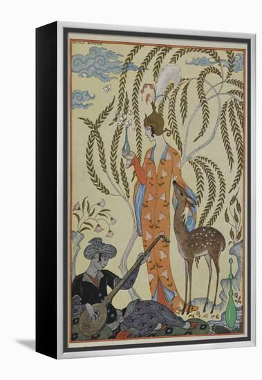 Persia A woman with a fawn A musician-Georges Barbier-Framed Premier Image Canvas