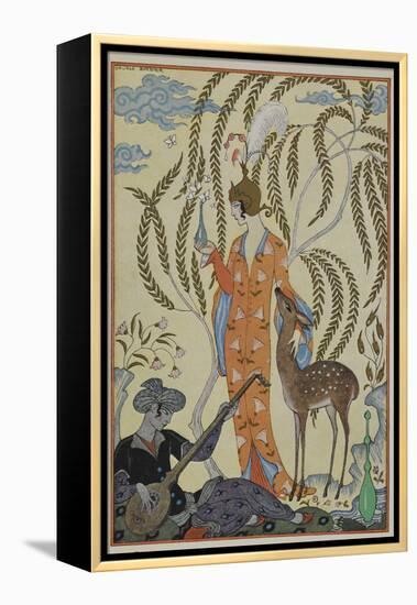 Persia A woman with a fawn A musician-Georges Barbier-Framed Premier Image Canvas