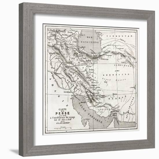 Persia Old Map. Created By Vuillemin, Published On Le Tour Du Monde, Paris, 1860-marzolino-Framed Art Print