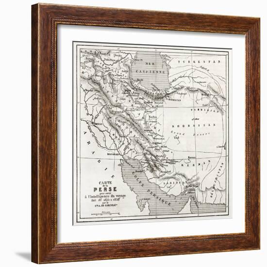 Persia Old Map. Created By Vuillemin, Published On Le Tour Du Monde, Paris, 1860-marzolino-Framed Art Print