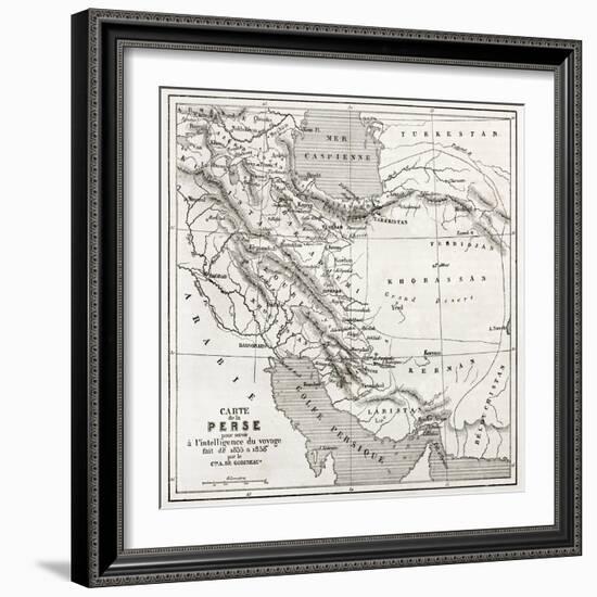 Persia Old Map. Created By Vuillemin, Published On Le Tour Du Monde, Paris, 1860-marzolino-Framed Art Print