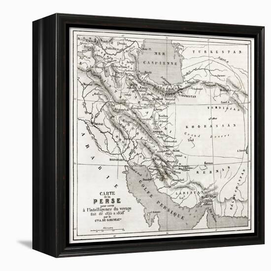 Persia Old Map. Created By Vuillemin, Published On Le Tour Du Monde, Paris, 1860-marzolino-Framed Stretched Canvas