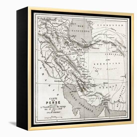 Persia Old Map. Created By Vuillemin, Published On Le Tour Du Monde, Paris, 1860-marzolino-Framed Stretched Canvas