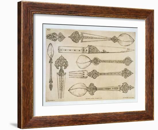 Persian Design for Everyday Silver Cutlery, from "Art and Industry"-Jean Francois Albanis De Beaumont-Framed Giclee Print