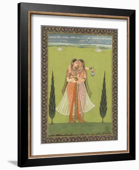 Persian Miniature Lovers Embracing-null-Framed Art Print