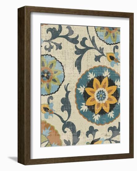 Persian Patchwork Blue Brown Tile I-Jess Aiken-Framed Art Print