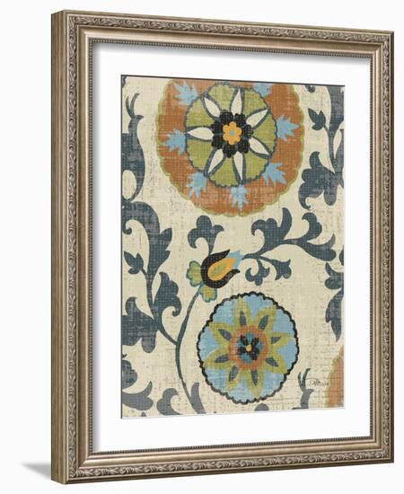 Persian Patchwork Blue Brown Tile II-Jess Aiken-Framed Art Print