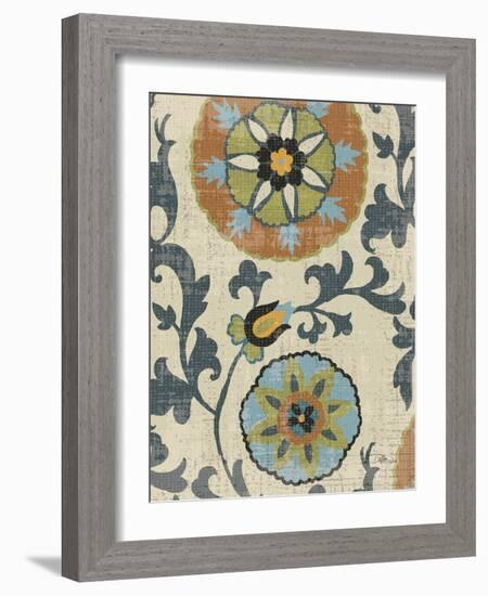 Persian Patchwork Blue Brown Tile II-Jess Aiken-Framed Art Print