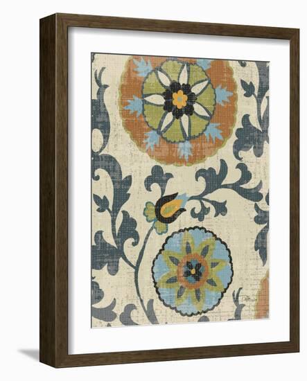 Persian Patchwork Blue Brown Tile II-Jess Aiken-Framed Art Print