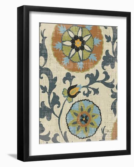 Persian Patchwork Blue Brown Tile II-Jess Aiken-Framed Art Print