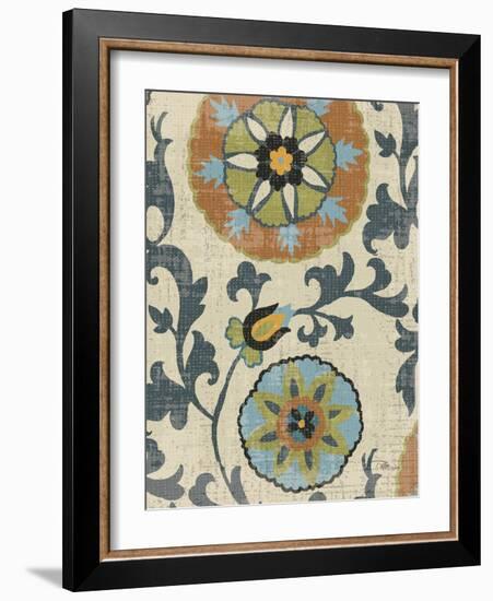 Persian Patchwork Blue Brown Tile II-Jess Aiken-Framed Art Print