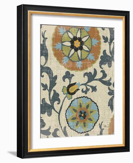 Persian Patchwork Blue Brown Tile II-Jess Aiken-Framed Art Print