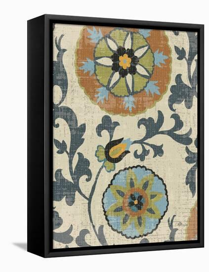 Persian Patchwork Blue Brown Tile II-Jess Aiken-Framed Stretched Canvas