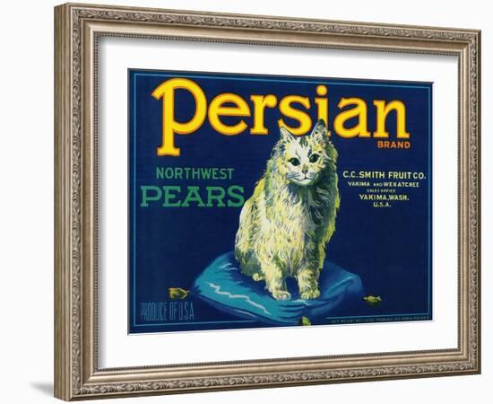 Persian Pear Crate Label - Yakima, WA-Lantern Press-Framed Art Print