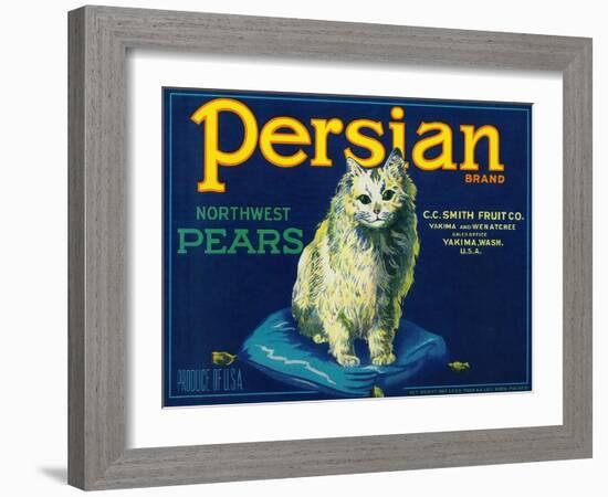 Persian Pear Crate Label - Yakima, WA-Lantern Press-Framed Art Print