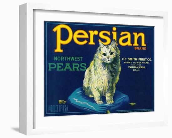 Persian Pear Crate Label - Yakima, WA-Lantern Press-Framed Art Print