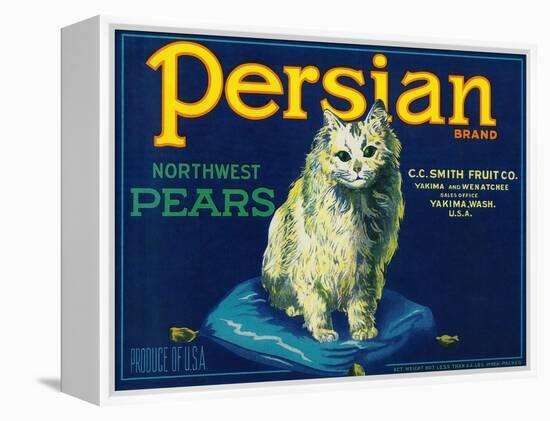 Persian Pear Crate Label - Yakima, WA-Lantern Press-Framed Stretched Canvas